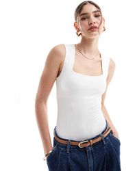 New Look - Body Aderente Con Scollo Squadrato - Lyst