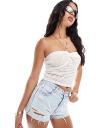 ASOS - Top Con Detalle Retorcido En El Pecho De Punto De -Blanco - Lyst