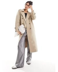 Vero Moda - Gabardina Larga Color Piedra Con Cinturón De -Beis Neutro - Lyst