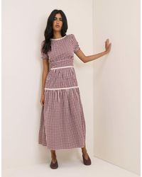 Nobody's Child - Gingham Lace Trim Dara Midi Dress - Lyst