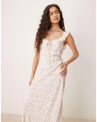 Glamorous - Square Neck Midi Dress - Lyst