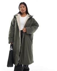 ASOS - Asos Design Curve Longline Fleece Lined Rain Coat - Lyst
