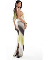 ASOS - Mesh Twist Bust Detail Halter Maxi Dress With Tie Back Neck - Lyst