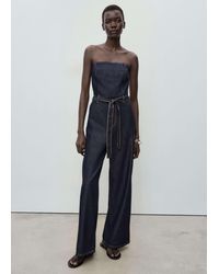 Mango - – trägerloser denim-jumpsuit - Lyst
