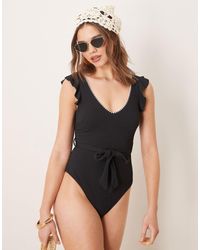 New Look - Blanket Stitch Frill Sleeve Swimsuit - Lyst