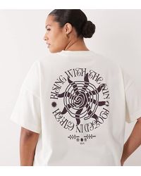 4505 - Curve Oversized T-Shirt Van Zware Katoen Met Zonprint Op De Rug - Lyst