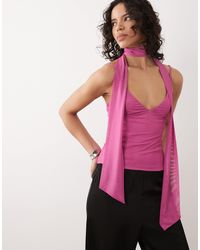 ASOS - Mesh Cami Top With Scarf Detail - Lyst