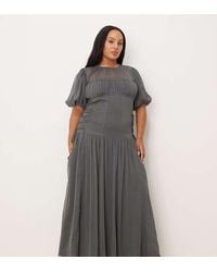 ASOS - Asos Design Curve Puff Sleeve Chiffon Maxi Dress - Lyst