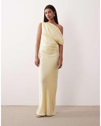 Gina Tricot - Draped Satin One Shoulder Maxi Dress - Lyst