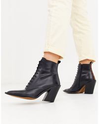 asos design anarchy leather lace up boots
