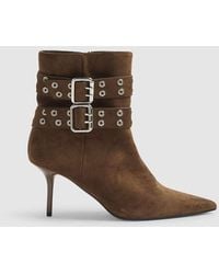River Island - Point Toe Heeled Buckle Boots - Lyst