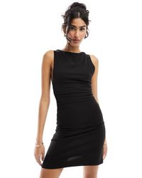 ASOS - Boat Neck Mini Dress With Ruched Sides - Lyst
