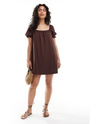 Miss Selfridge - Seersucker Smock Mini Dress With Shirring - Lyst