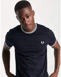 Fred Perry - – t-shirt mit doppelten zierstreifen - Lyst