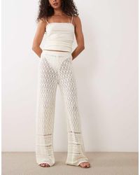 Miss Selfridge - Crochet Wide Leg Pants - Lyst