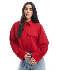 ASOS - Boxy Cropped Shirt With Pocket - Lyst