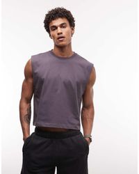 4505 - Cropped Cotton Lifting Tank Top With Quick Dry Finish - Lyst