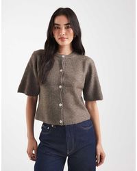 Pieces - Short Sleeve Boxy Cardigan - Lyst