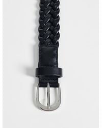 ASOS - Smart Slim Faux Leather Woven Belt With Rounded Silver Buckle - Lyst