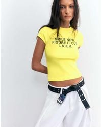 Pull&Bear - Slogan T-shirt - Lyst