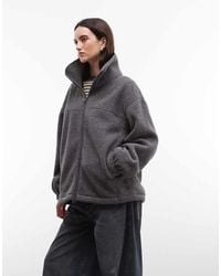Weekday - Oversized Funnel Neck Zip Borg Fleece - Lyst