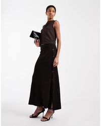 Vero Moda - Ribbed Knitted Button Side Midi Skirt - Lyst