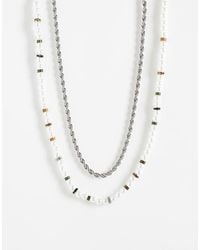 ASOS - 2 Pack Rondell Faux Pearl And Rope Chain Necklace - Lyst
