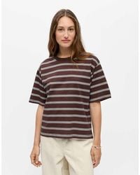 Object - Gima Striped Jersey Loose Fit Crew Neck Short Sleeve Stretch T-shirt - Lyst
