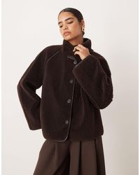 Gina Tricot - Oversized Reversible Borg Jacket With High Funnel Neck - Lyst