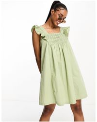 Vero Moda - Square Neck Smock Mini Dress With Lace Front - Lyst