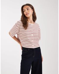Miss Selfridge - – kurzärmlige, gerippte strickjacke mit knopfleiste und streifen - Lyst