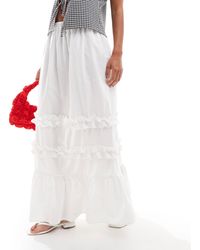 ASOS - Poplin Tiered Ruffle Maxi Skirt - Lyst