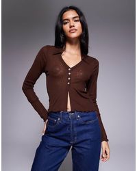 ASOS - Camicia Semitrasparente A Maniche Lunghe Color Cioccolato - Lyst