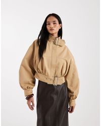 ASOS - Funnel Neck Cropped Jacket With Buckle Detail - Lyst
