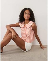 Miss Selfridge - Peter Pan Collar Button Through Tank - Lyst
