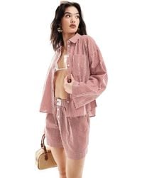 Pieces - Oversized Stripe Shirt Co-ord - Lyst