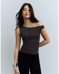 Bershka - Asymmetric Ruched Strap Body - Lyst