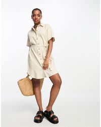 Vero Moda - Belted Linen T-shirt Mini Dress - Lyst