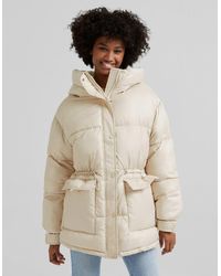 Bershka - Oversized Nylon Padded Jacket With Hood - Lyst