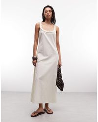 Collusion - Square Neck Frill Detail Midi Dress - Lyst