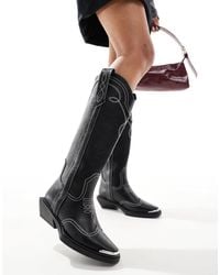 Asos Design Wide Fit - Celeste Flat Western Knee Boots - Lyst