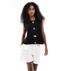 ASOS - Knitted Boxy Waistcoat With Multi Shell Buttons - Lyst