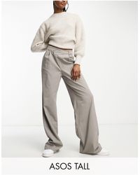 ASOS - Asos design tall - pantaloni dad fit grigi con vita asimmetrica - Lyst