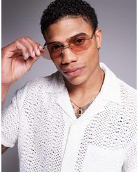 ASOS - Gafas De Sol Doradas Con Montura Al Aire Y Lentes Marrones De Estilo Retro De Los Años 90 De - Lyst