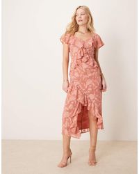 Pretty Lavish - Ruffle Jacquard Midaxi Dress - Lyst