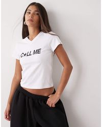 Collusion - Short Sleeve Call Me Slogan Baby Tee - Lyst