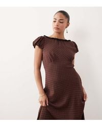 Nobody's Child Petite - Marianna Boat Neck Puff Sleeve Midi Dress - Lyst