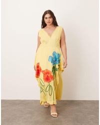 ARRANGE - Curve Floral Embroidered Sleeveless Midaxi Dress With Side Splits - Lyst