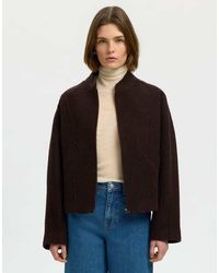 SELECTED - Jacqueline Drop Shoulder Wool Blend High Neck Jacket - Lyst