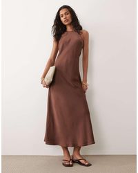 New Look - High Neck Satin Maxi Dress - Lyst